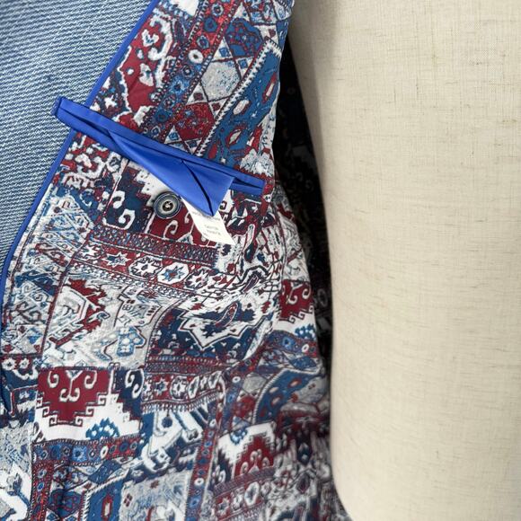 TALLIA Men’s Light Blue Woven Sportcoat Jacket 46L Single Breasted - Picture 7 of 11